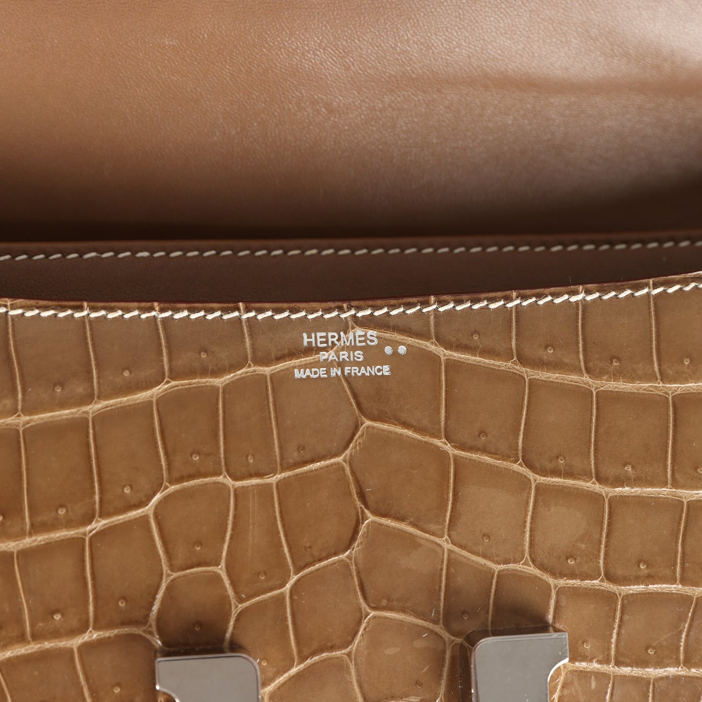 Hermes Constance Elan Ficelle Shiny Niloticus Crocodile Palladium Hardware