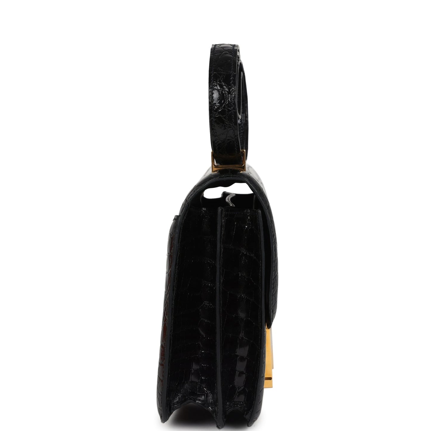 Hermes Constance 24 Black Shiny Niloticus Crocodile Gold Hardware