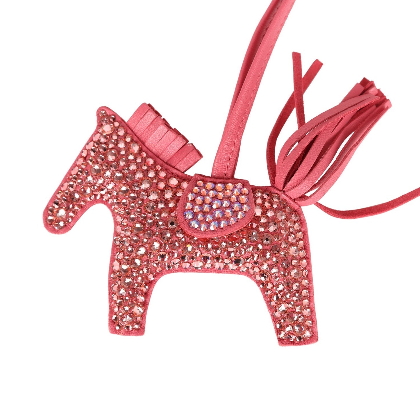 Custom Pink Swarovski Crystal Hermes Rodeo Bag Charm PM Rose Azalee Milo Lambskin