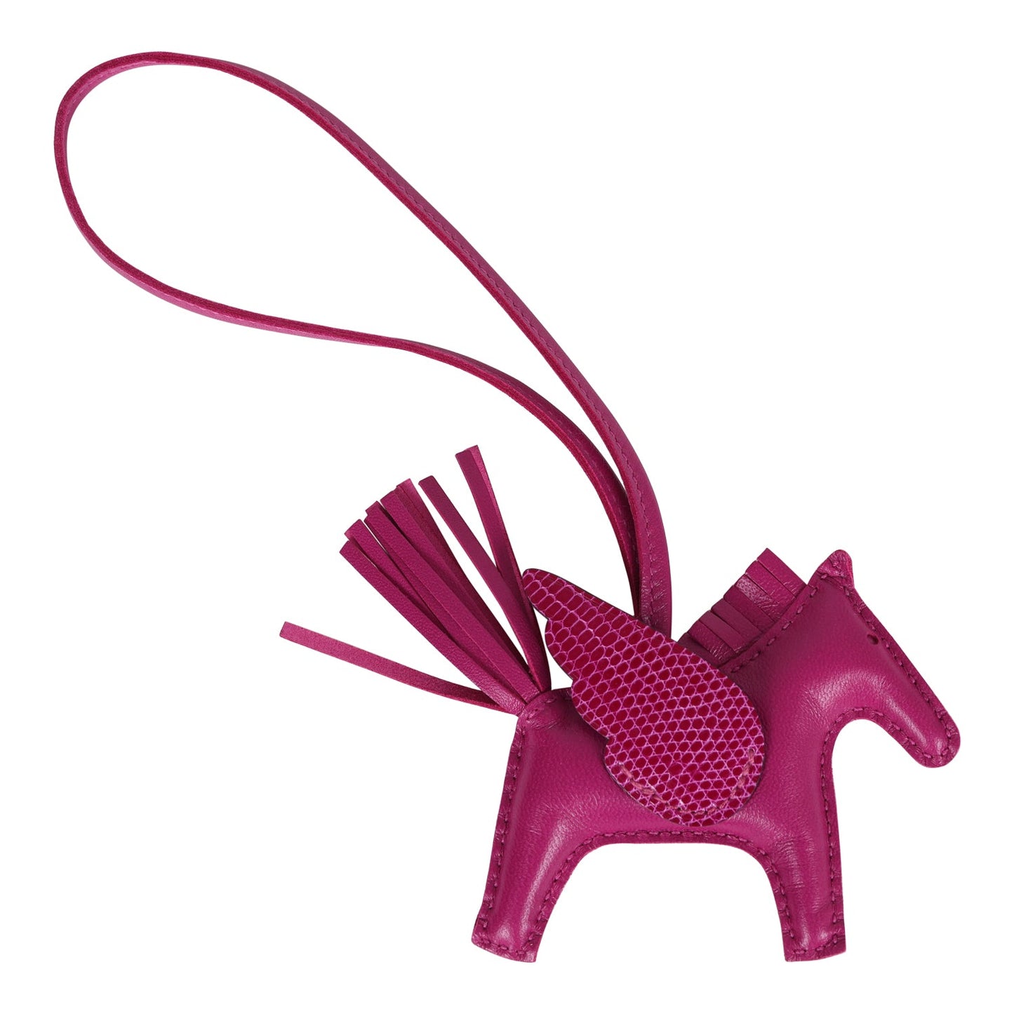 Hermes Pegasus Rodeo Touch Bag Charm PM Rose Pourpre Varanus Niloticus Lizard/Milo Lambskin