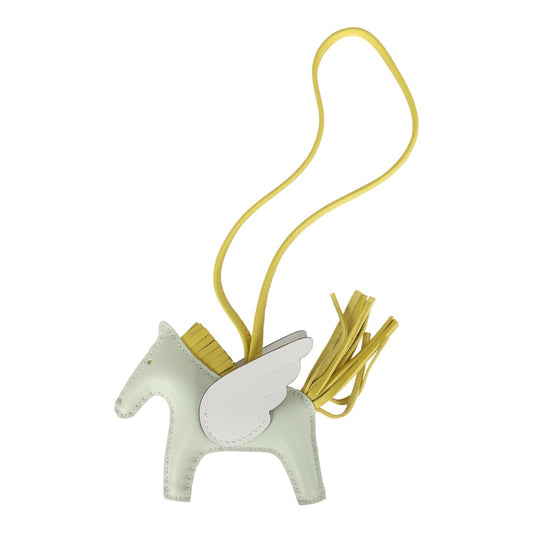 Hermes Pegase Rodeo Bag Charm PM New White/Vert Fizz/Lime Milo Lambskin