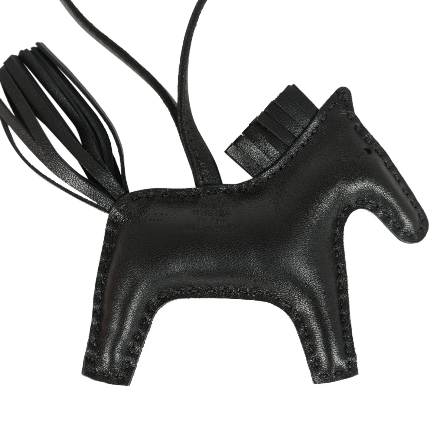 Hermes Rodeo Rock Bag Charm PM Black Milo Lambskin Palladium Hardware