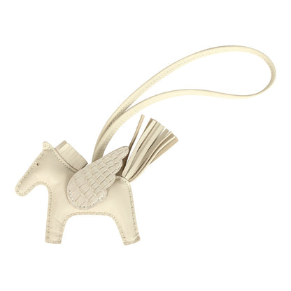 Hermes Pegase Rodeo Bag Charm PM Craie Milo Lambskin and Beton Matte Alligator Touch