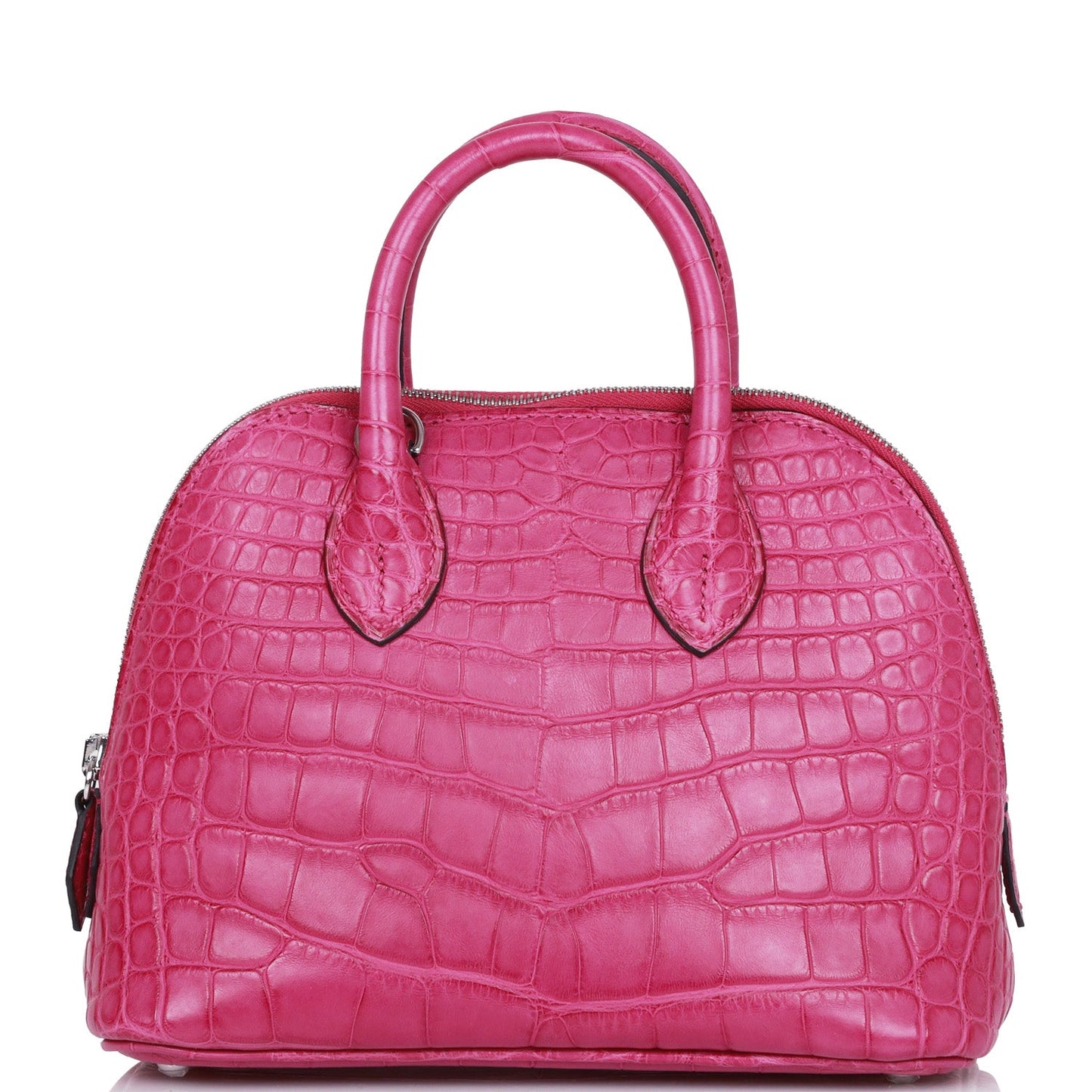 Luxury Hermes 1923 Bolide Mini Rose Scheherazade Matte Alligator Palladium Hardware