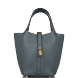 Hermes Picotin Lock 18 Bleu Orage Clemence Gold Hardware