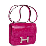 Luxury Hermes Constance 18 Rose Mexico Shiny Alligator Palladium Hardware