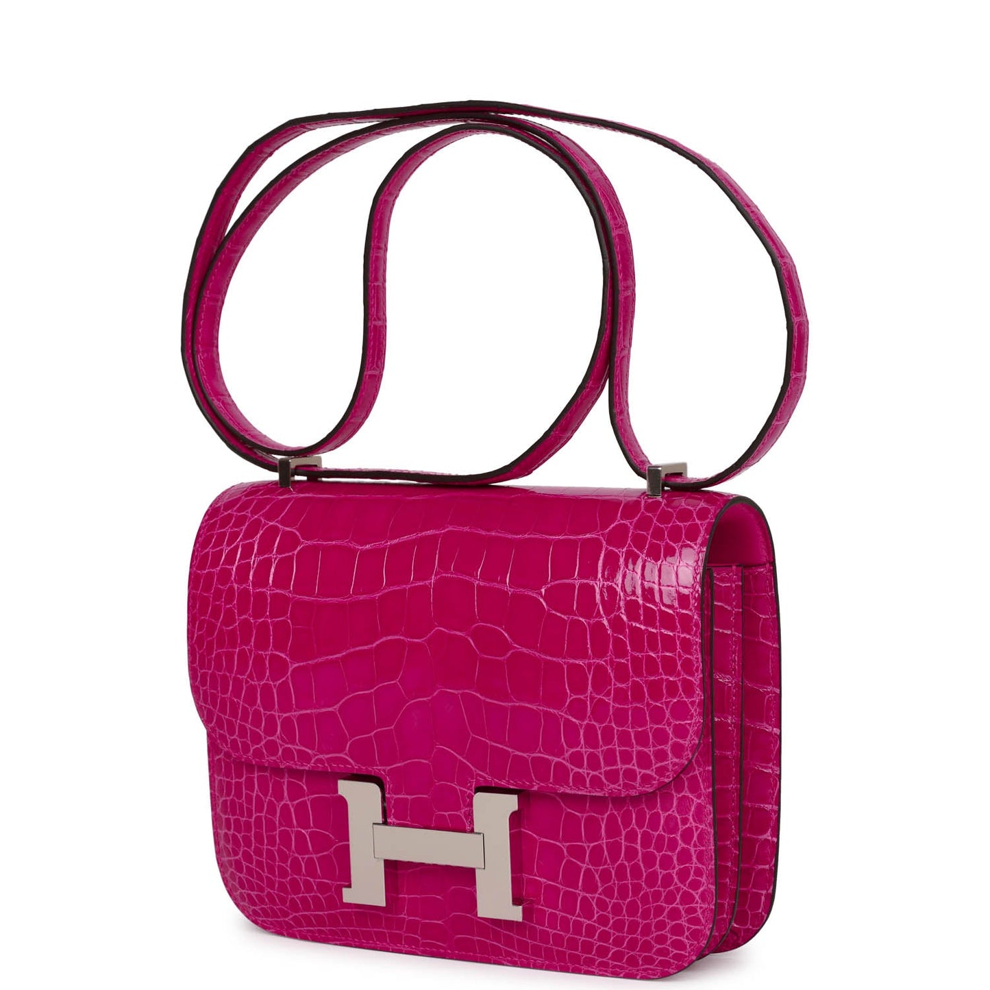 Luxury Hermes Constance 18 Rose Mexico Shiny Alligator Palladium Hardware