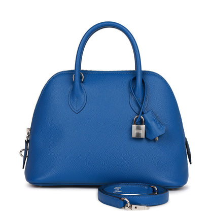 Luxury Hermes 1923 Bolide 25 Bleu France Epsom Palladium Hardware
