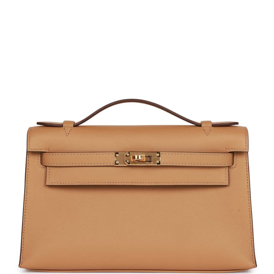 Hermes Kelly Pochette Biscuit Swift Gold Hardware
