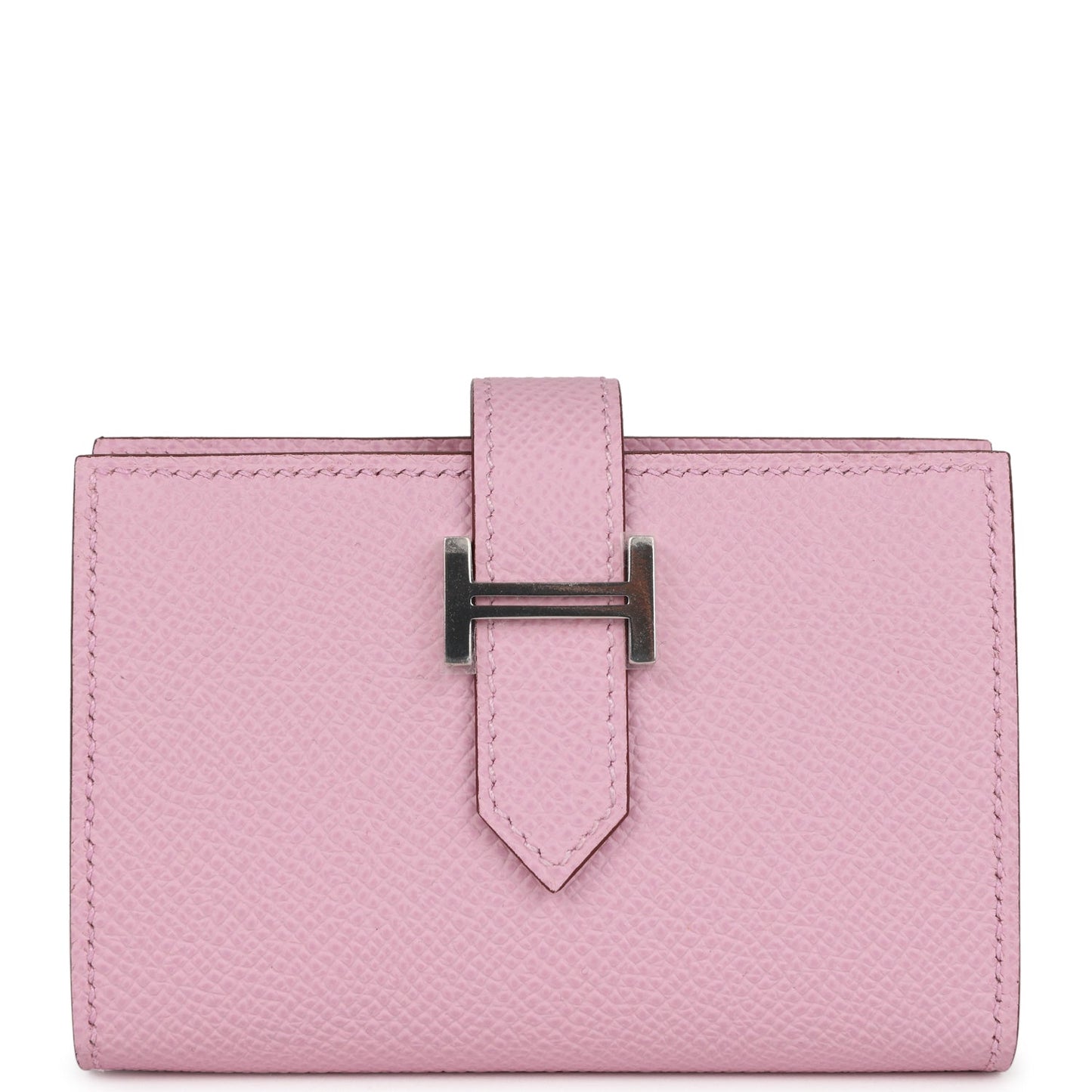 Hermes Bearn Compact Wallet Mauve Sylvestre Epsom Palladium Hardware