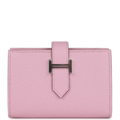 Hermes Bearn Compact Wallet Mauve Sylvestre Epsom Palladium Hardware