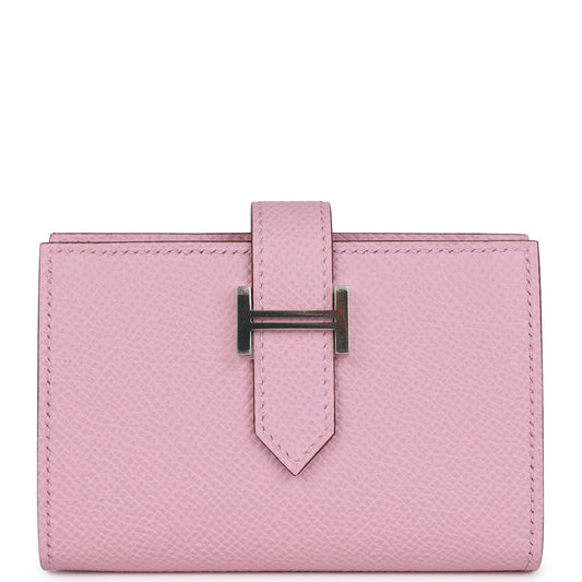 Hermes Bearn Compact Wallet Mauve Sylvestre Epsom Palladium Hardware