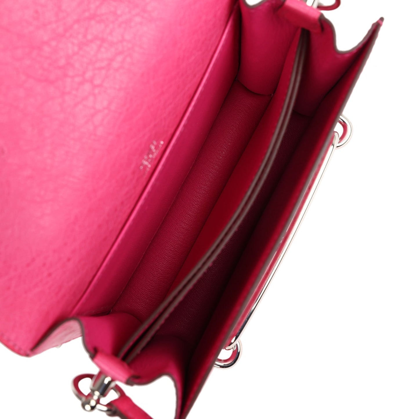 Pre-owned Hermes Mini Roulis Rose Tyrien Ostrich Palladium Hardware