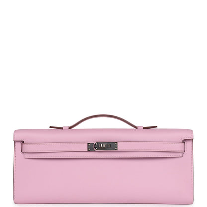 Pre-owned Hermes Kelly Cut Mauve Sylvestre Swift Palladium Hardware