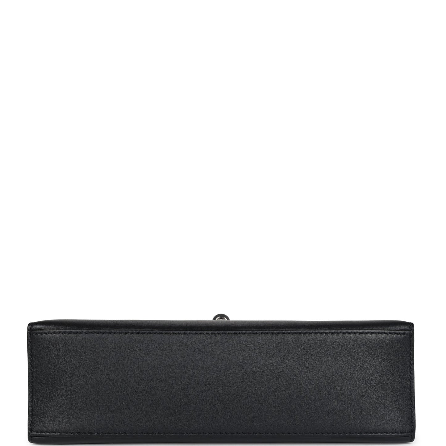 Pre-owned Hermes Kelly Pochette Black Swift Palladium Hardware