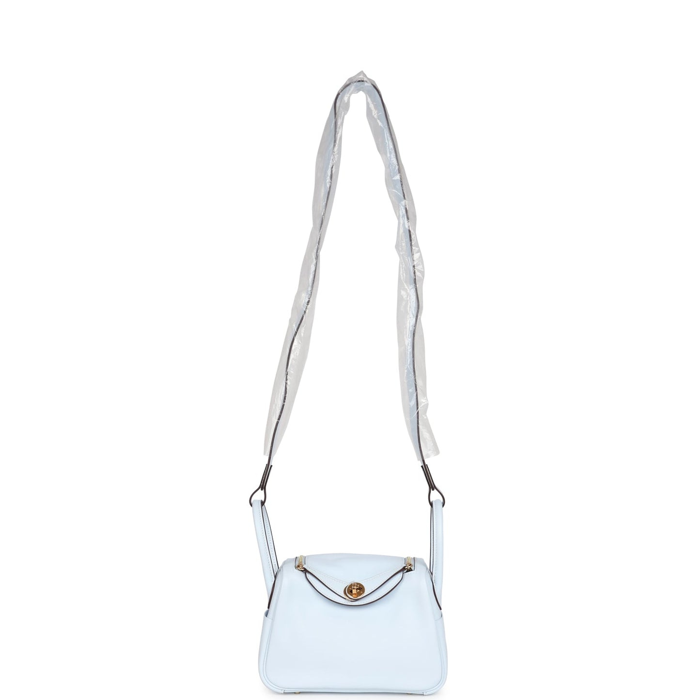Hermes Mini Lindy Bleu Brume Swift Gold Hardware