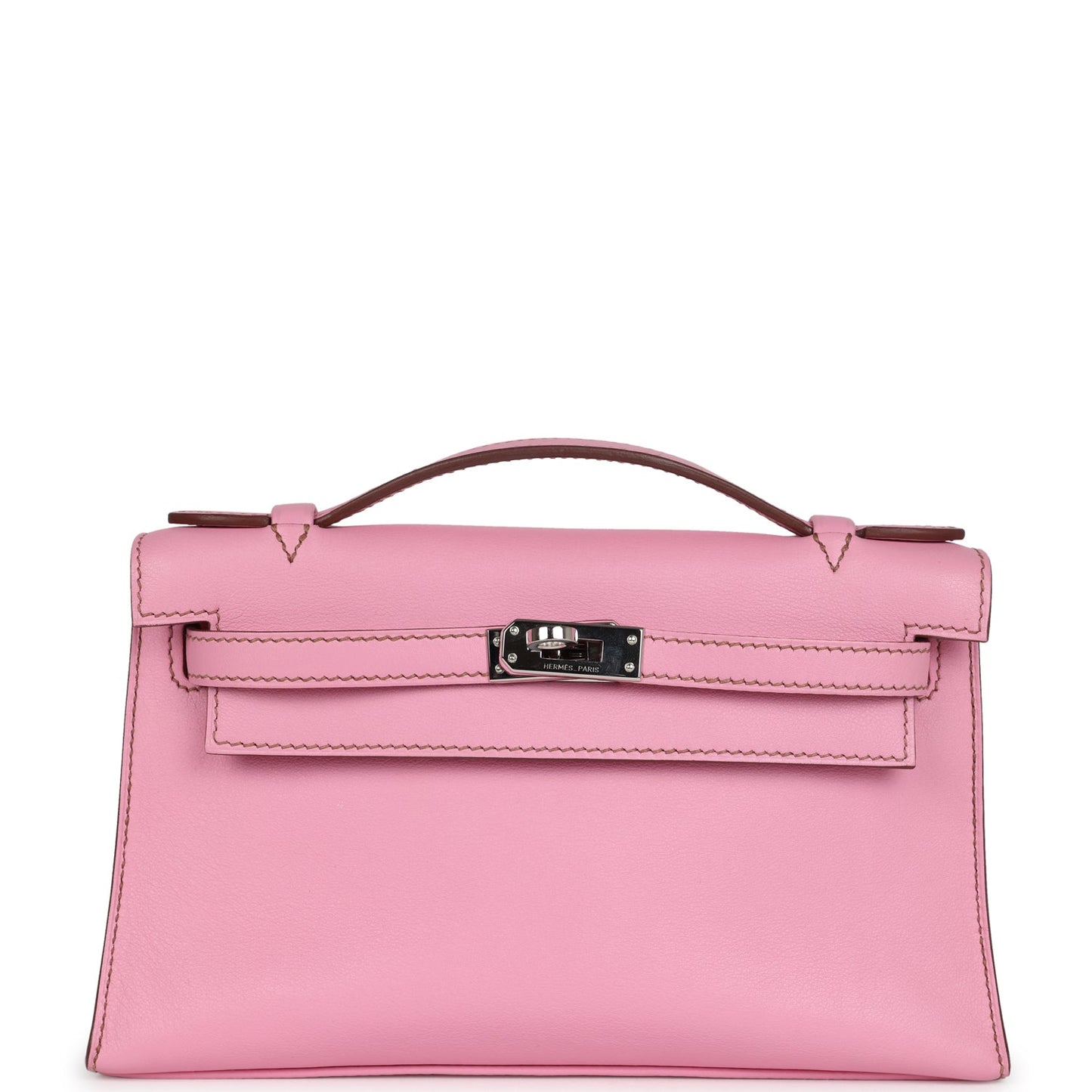 Hermes Kelly Pochette Bubblegum Swift Palladium Hardware