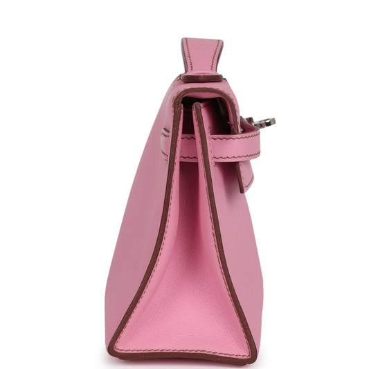 Hermes Kelly Pochette Bubblegum Swift Palladium Hardware