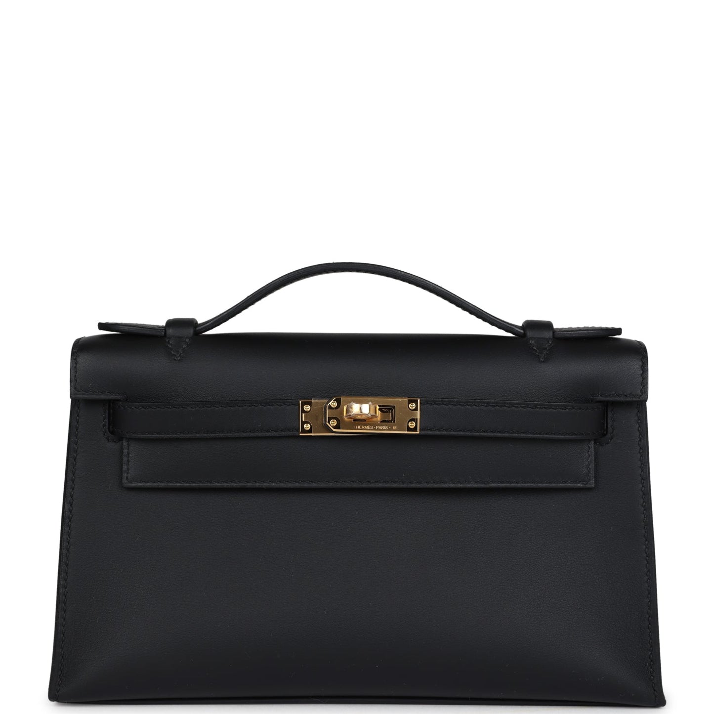 Hermes Kelly Pochette Black Swift Gold Hardware