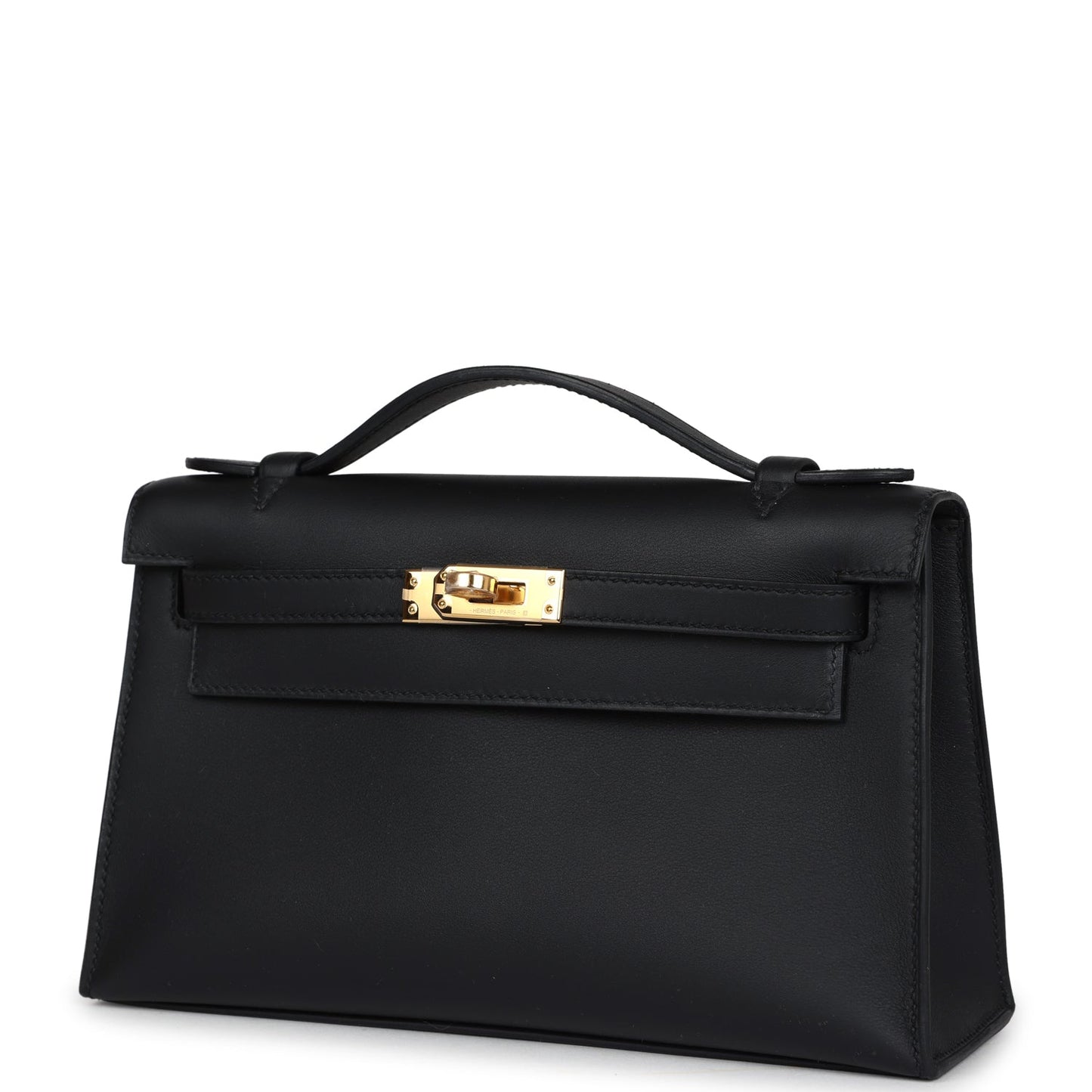Hermes Kelly Pochette Black Swift Gold Hardware