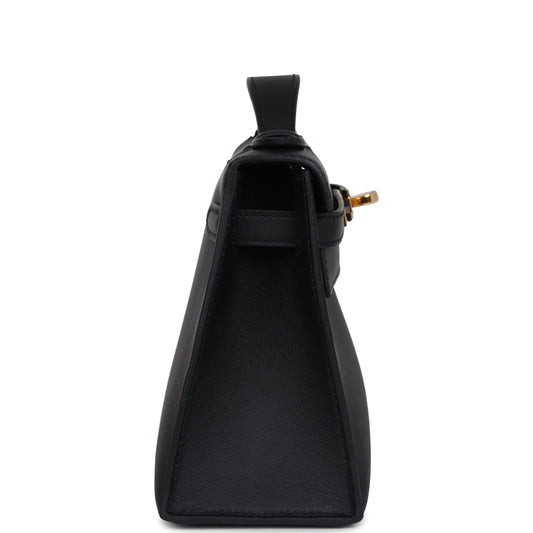 Hermes Kelly Pochette Black Swift Gold Hardware