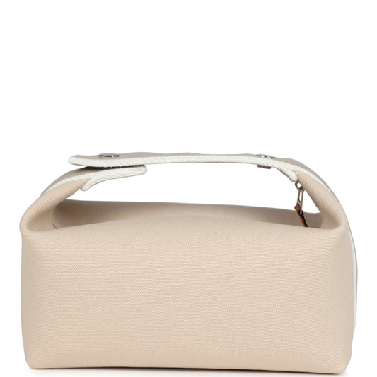 Hermes Bride-A-Brac Case PM Neutral Toile Canvas Palladium Hardware
