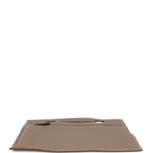 Hermes Back Pocket Pouch Etoupe Togo Palladium Hardware