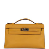 Hermes Kelly Pochette Jaune Ambre Swift Palladium Hardware