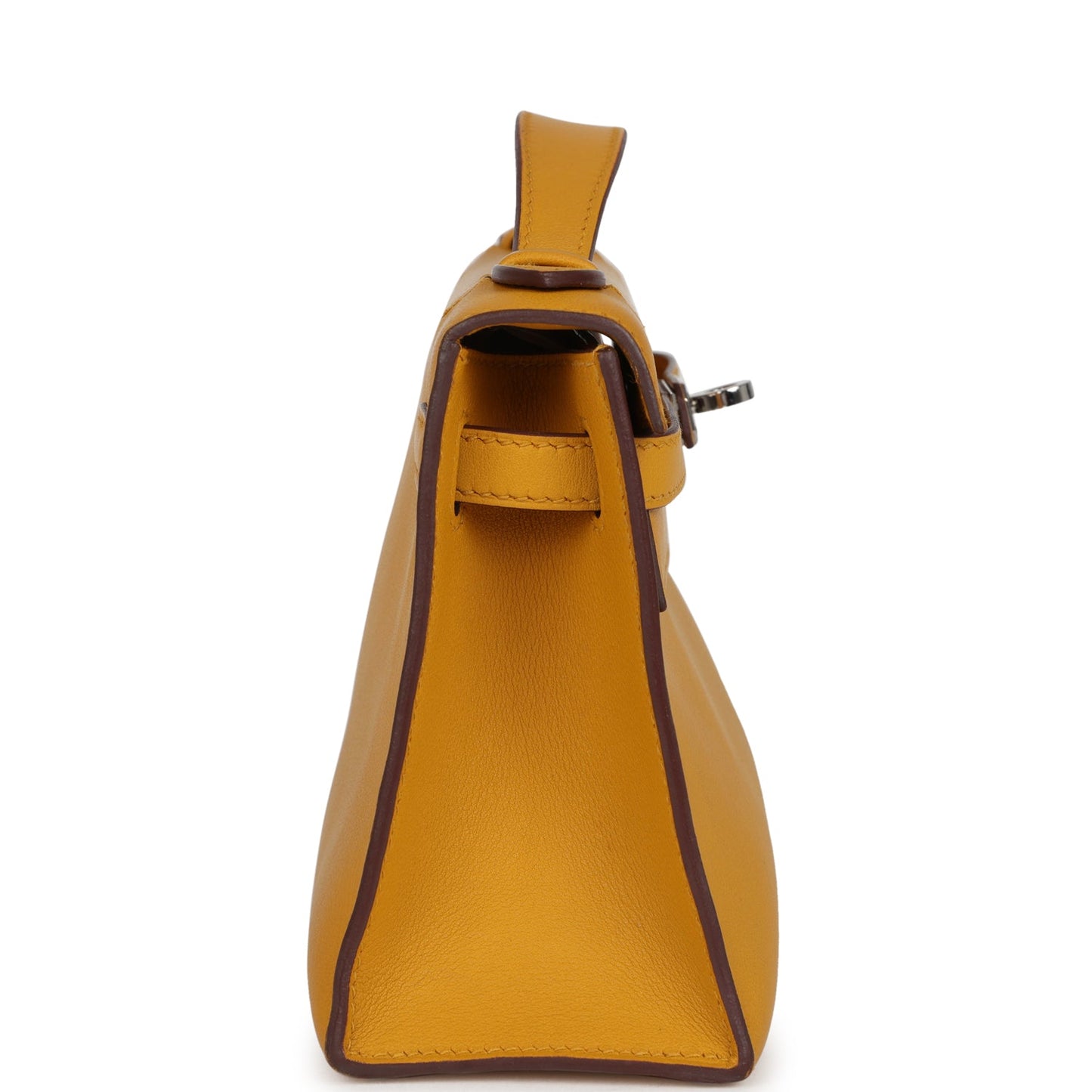 Hermes Kelly Pochette Jaune Ambre Swift Palladium Hardware