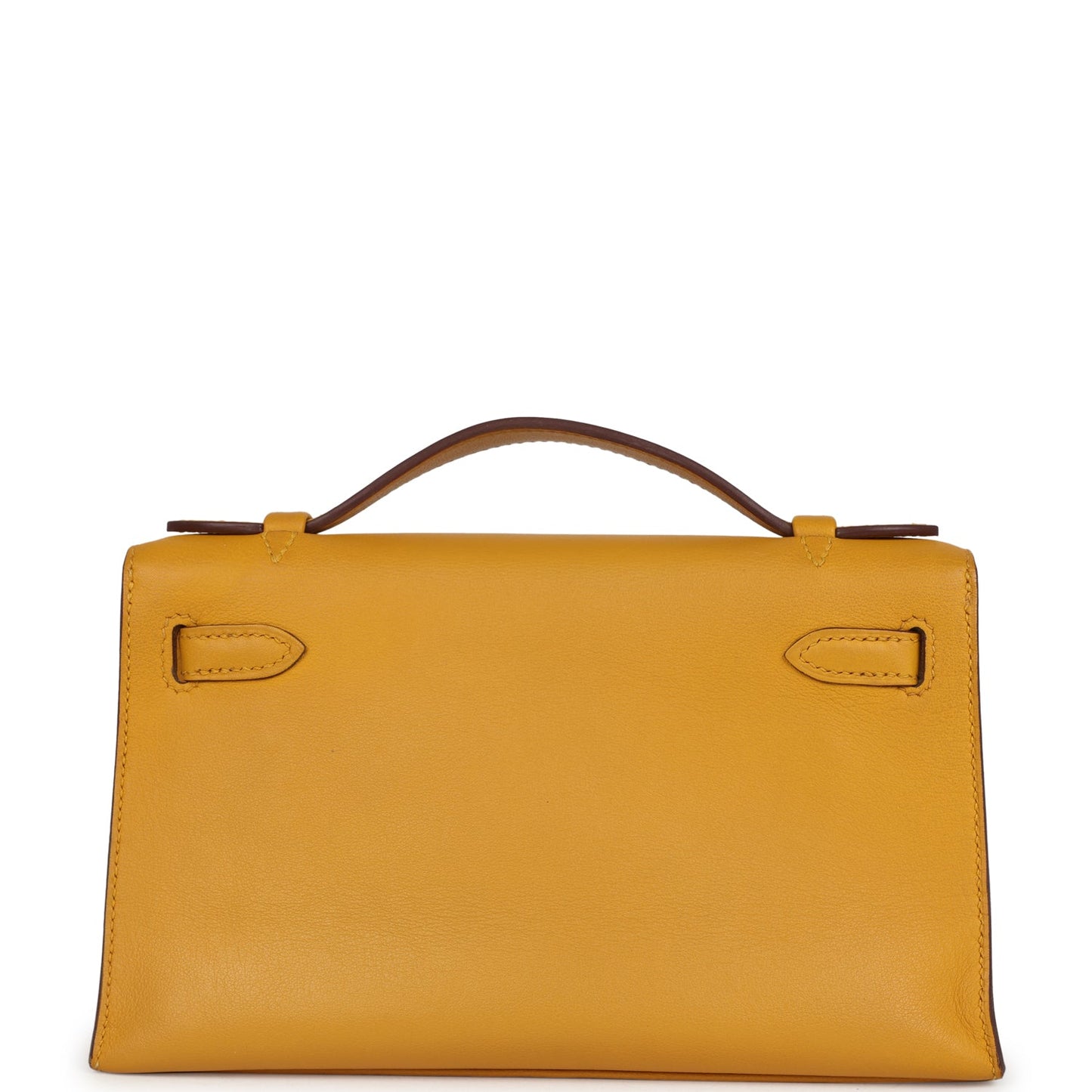 Hermes Kelly Pochette Jaune Ambre Swift Palladium Hardware