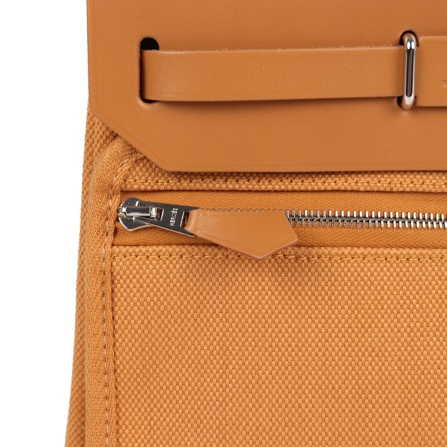 Hermes Herbag Zip 20 Mini Naturel Sable Toile Militaire Canvas and Vache Hunter Palladium Hardware