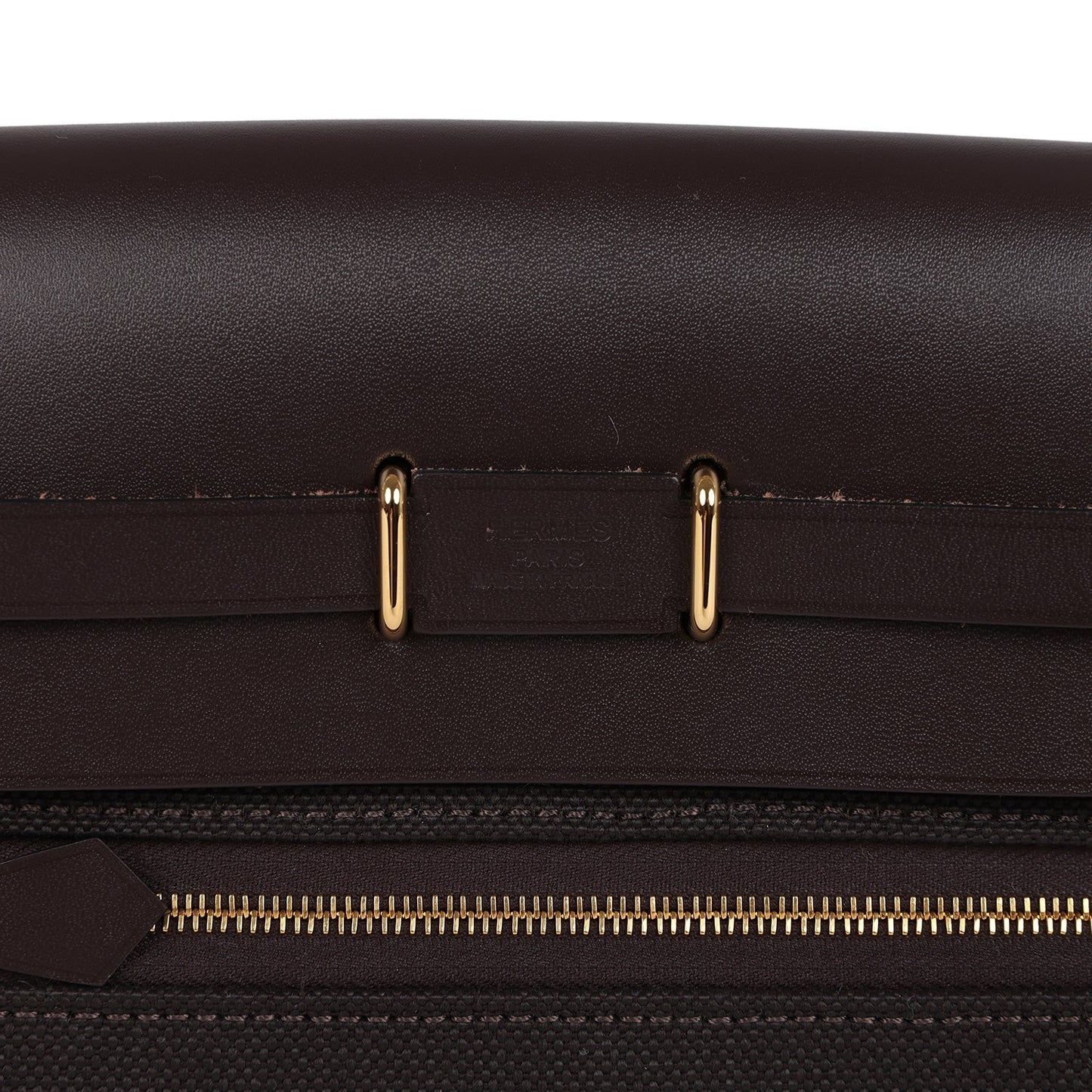 Hermes Herbag Zip 20 Mini Ebene Toile H Canvas and Vache Hunter Gold Hardware