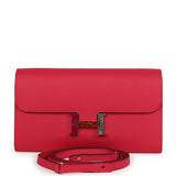 Pre-owned Hermes Constance Wallet To Go Rose Extreme Marquette Epsom Palladium Hardware