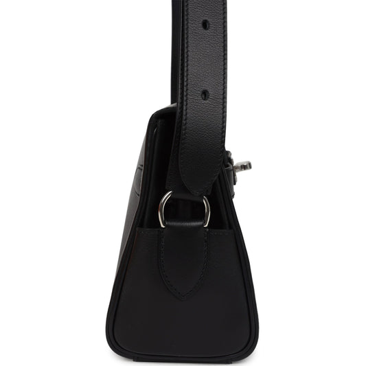 Hermes Kelly Messenger PM Black Evergrain Palladium Hardware