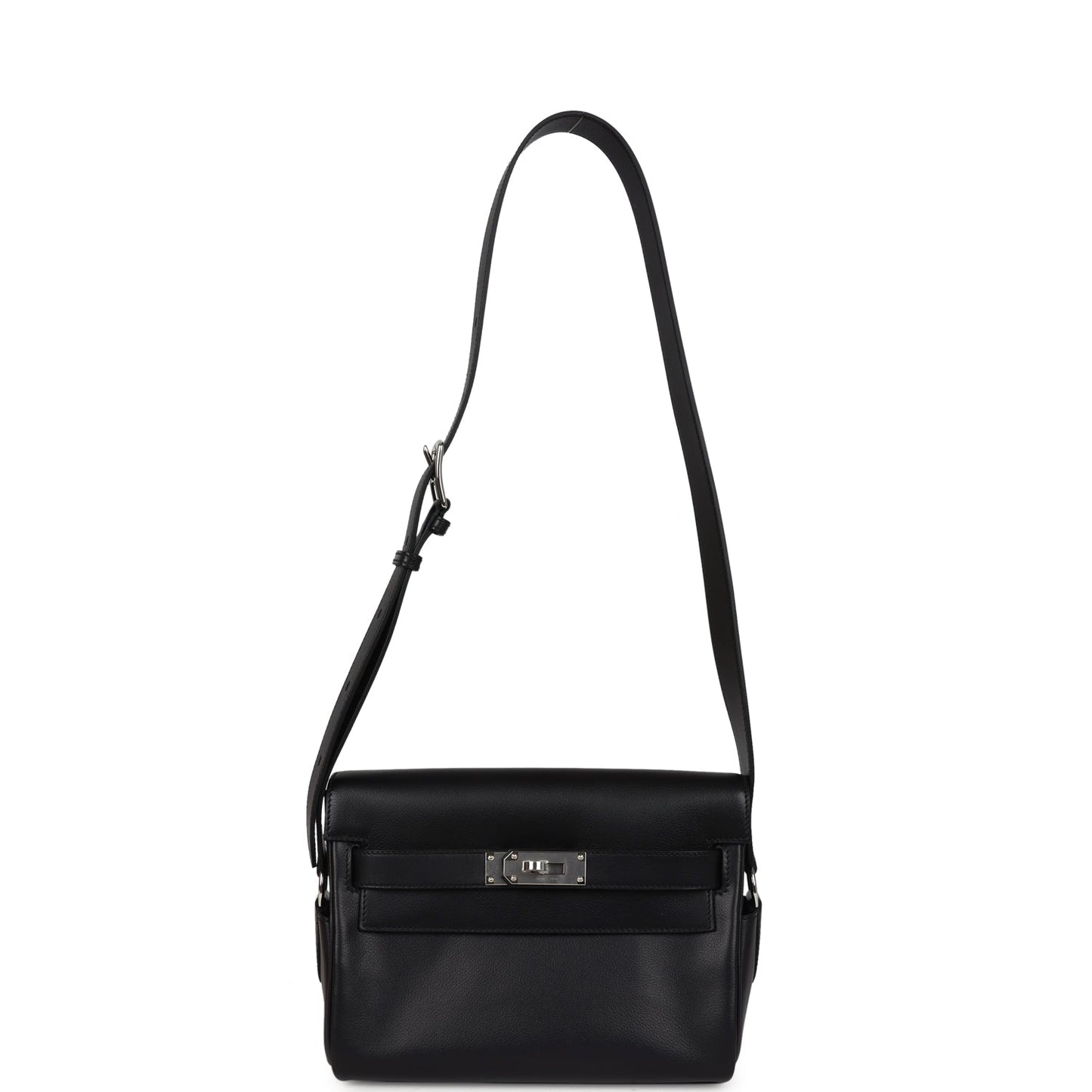 Hermes Kelly Messenger PM Black Evergrain Palladium Hardware