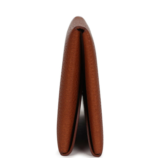Hermes Calvi Duo Card Holder Fauve Barenia Faubourg Palladium Hardware