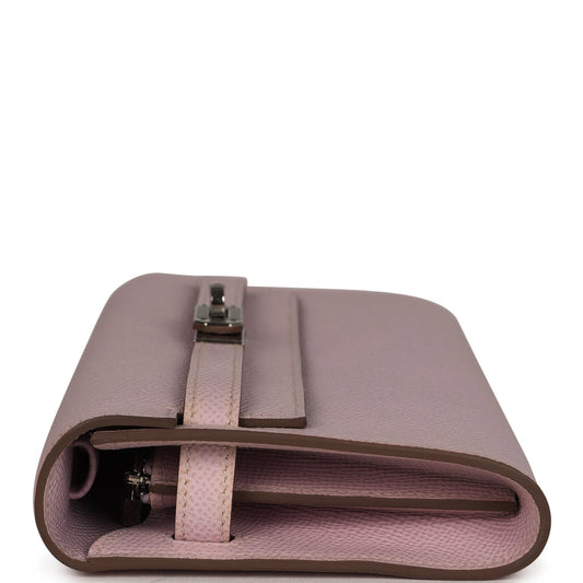Hermes Kelly Wallet To Go Mauve Pale Epsom Palladium Hardware