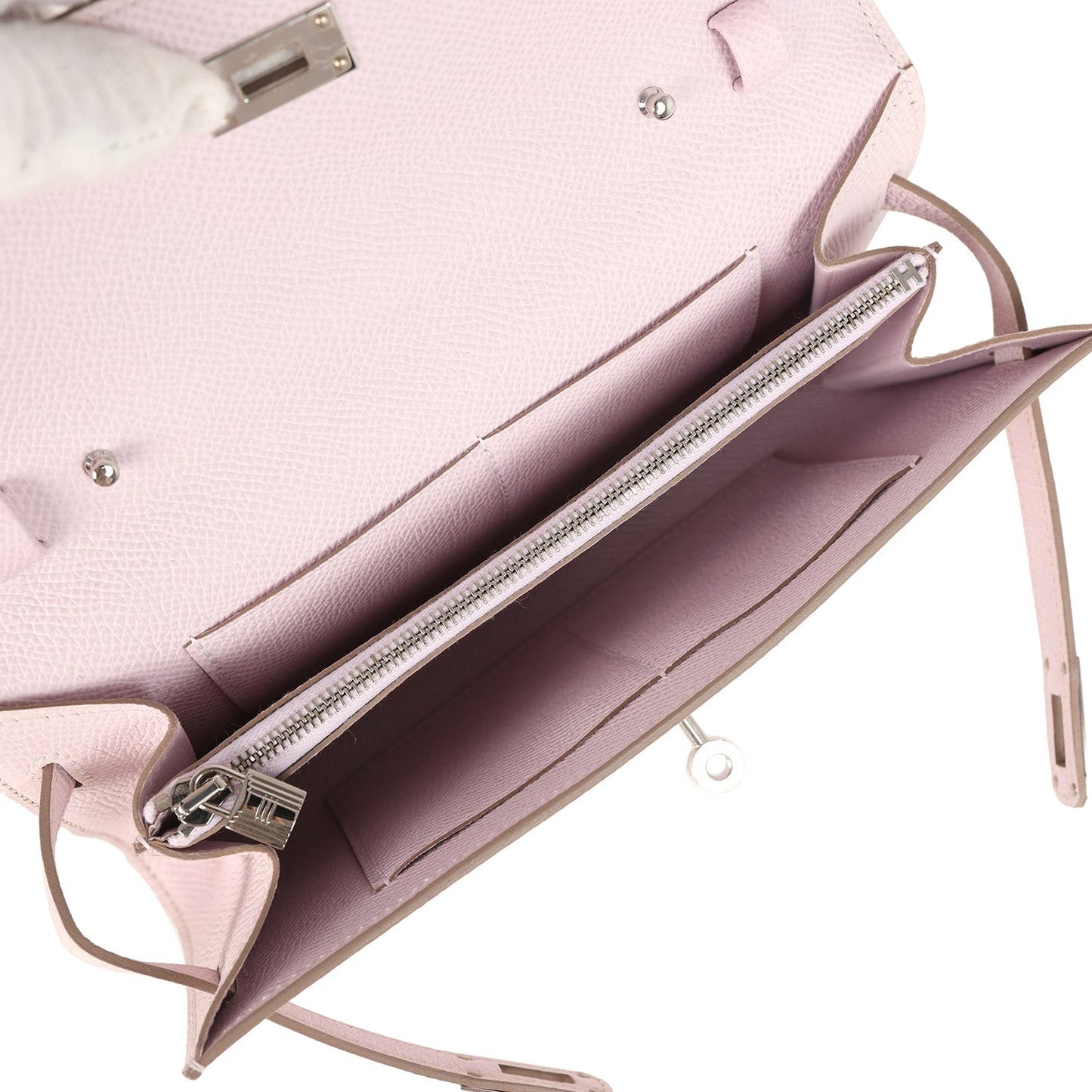 Hermes Kelly Wallet To Go Mauve Pale Epsom Palladium Hardware