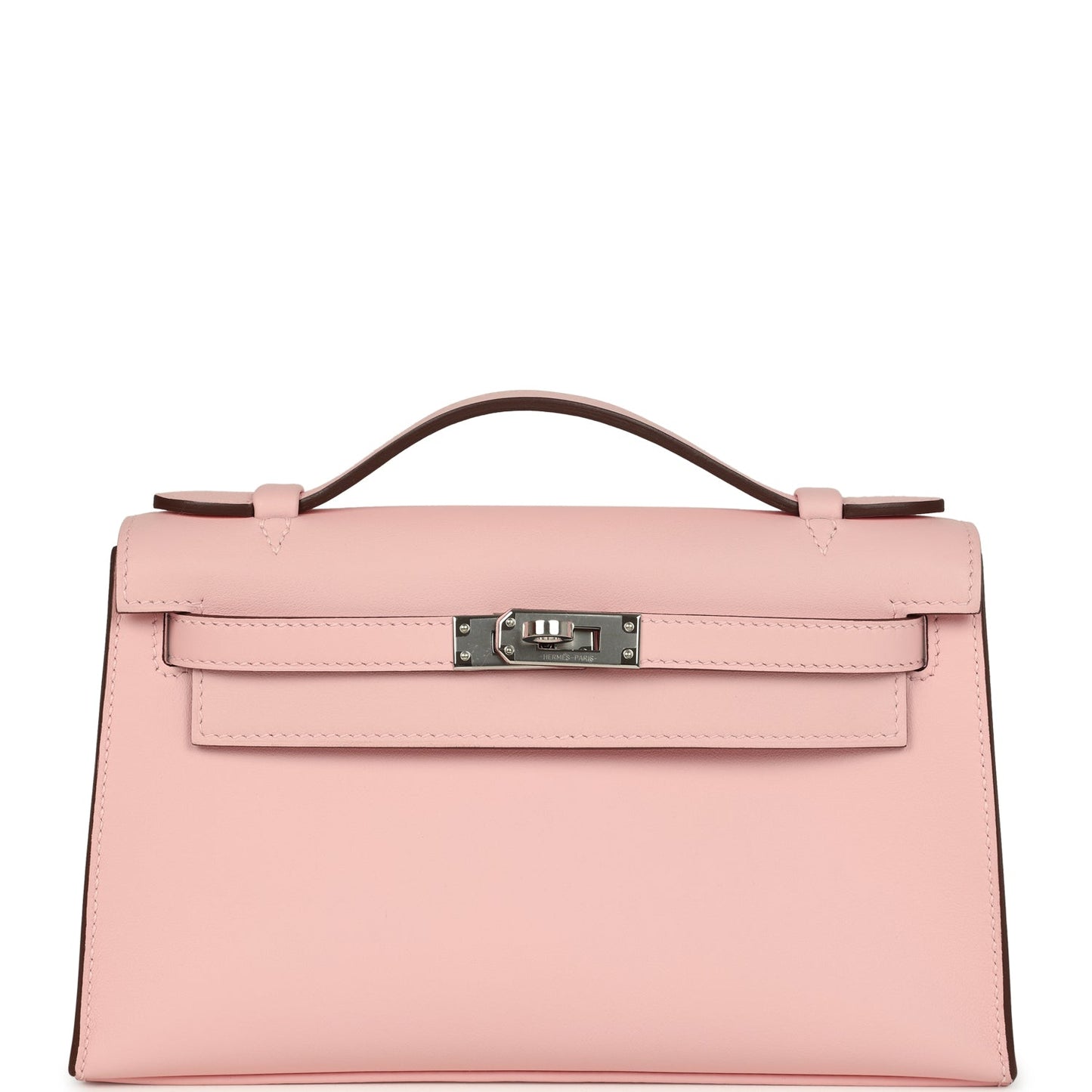 Pre-owned Hermes Kelly Pochette Rose Sakura Swift Palladium Hardware