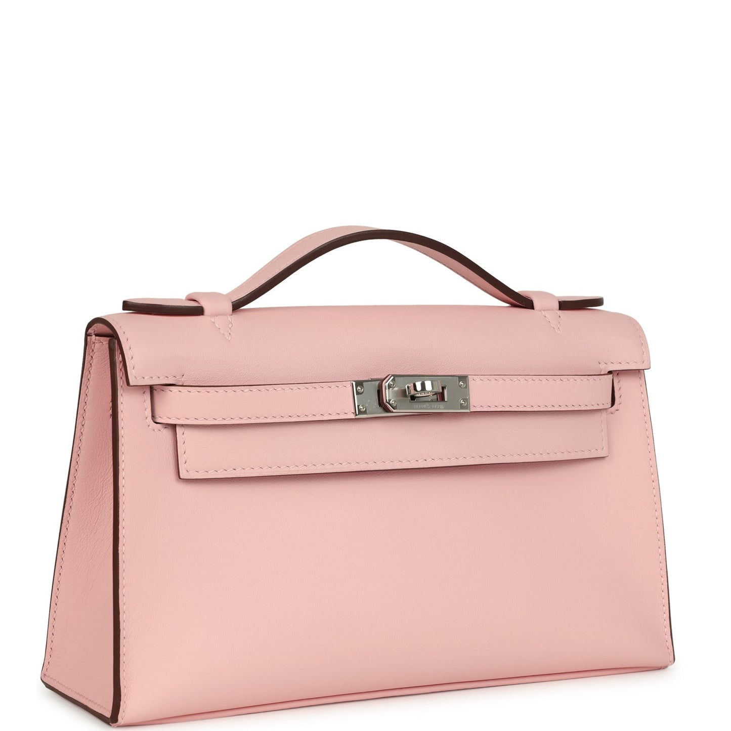 Pre-owned Hermes Kelly Pochette Rose Sakura Swift Palladium Hardware