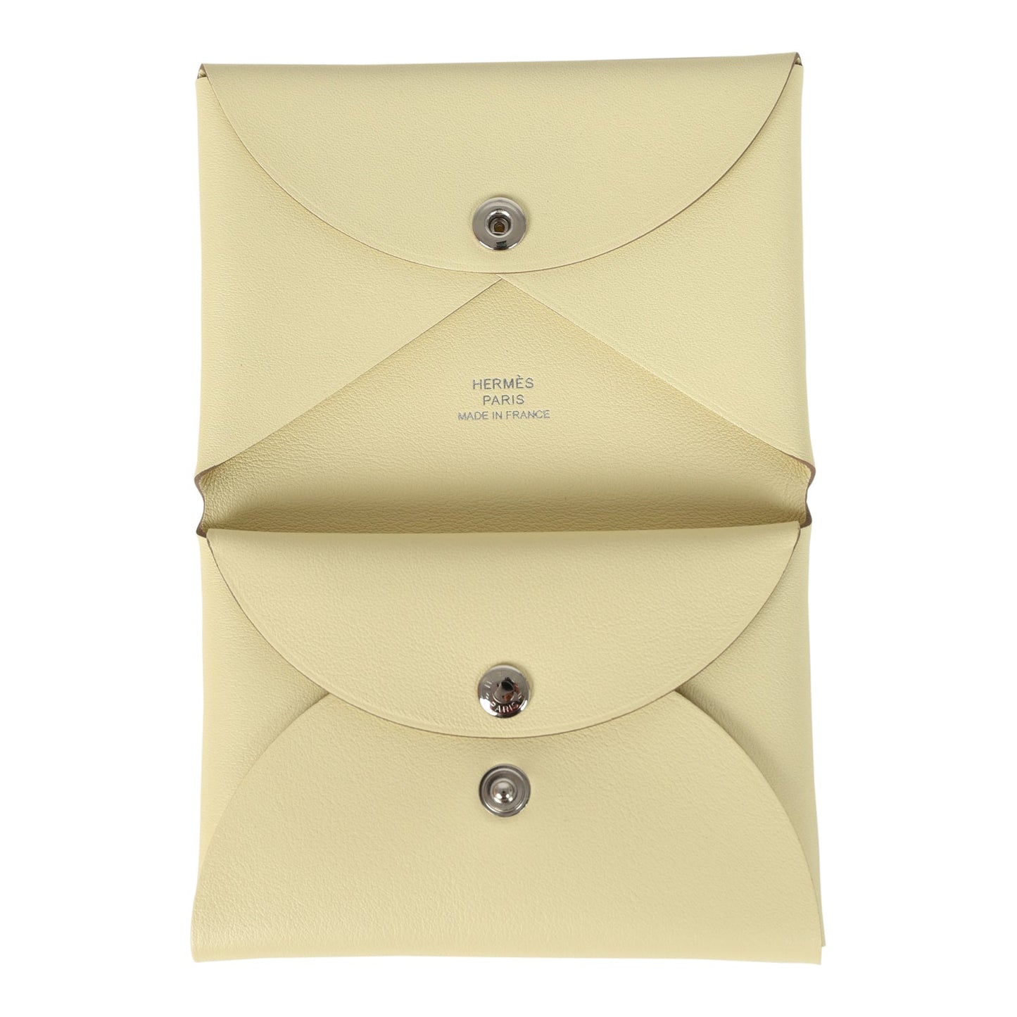 Hermes "Spring Panther" Calvi Duo Card Holder Jaune Milton Swift Palladium Hardware