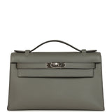 Hermes Kelly Pochette Gris Meyer Swift Paladium Hardware