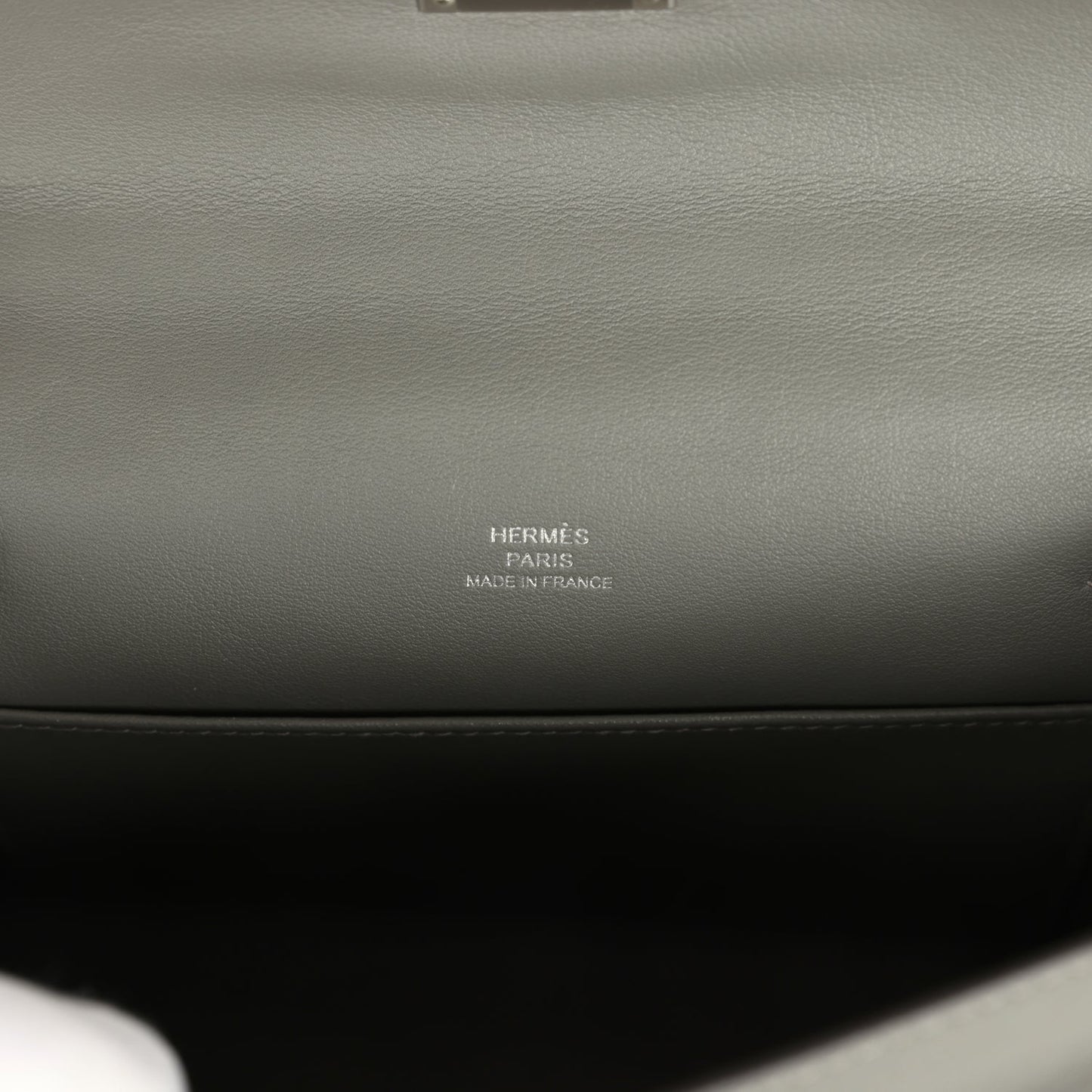 Hermes Kelly Pochette Gris Meyer Swift Paladium Hardware
