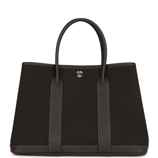 Hermes Garden Party 30 Ebene Toile Officier Canvas and Negonda Palladium Hardware