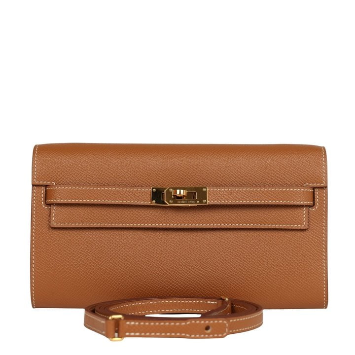 Hermes Kelly Wallet To Go Gold Epsom Gold Hardware