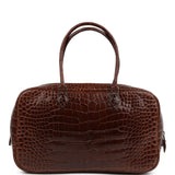 Hermes Plume Elan 28 Miel Shiny Alligator Palladium Hardware