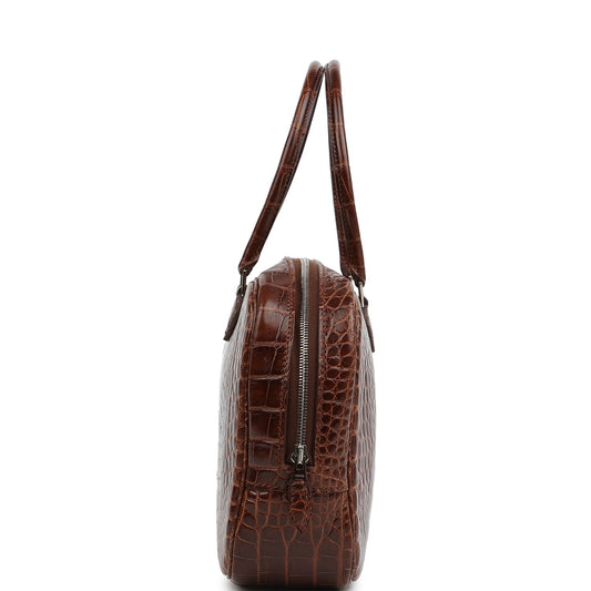 Hermes Plume Elan 28 Miel Shiny Alligator Palladium Hardware