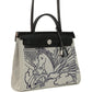 Hermes Herbag Zip Pegase Pop PM 31 Ecru Toile H Canvas and Black Hunter Palladium Hardware