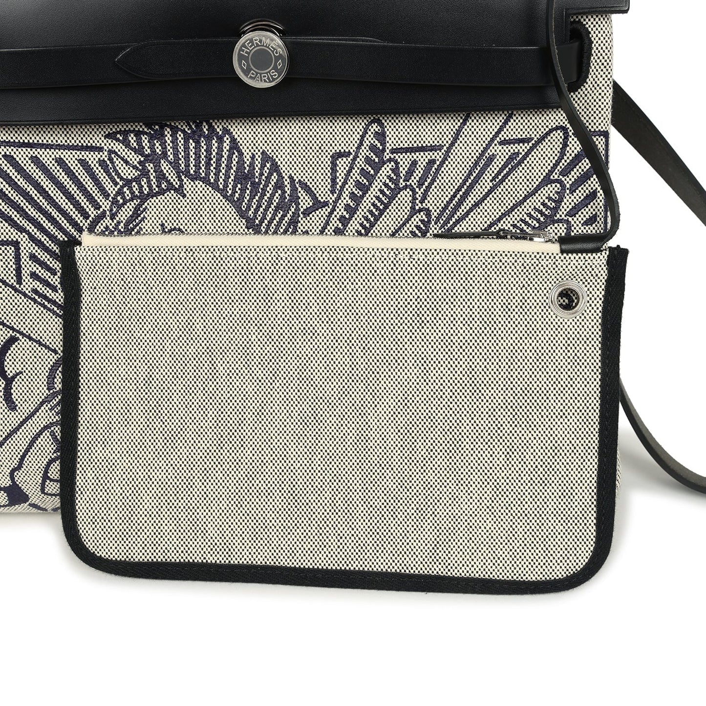 Hermes Herbag Zip Pegase Pop PM 31 Ecru Toile H Canvas and Black Hunter Palladium Hardware