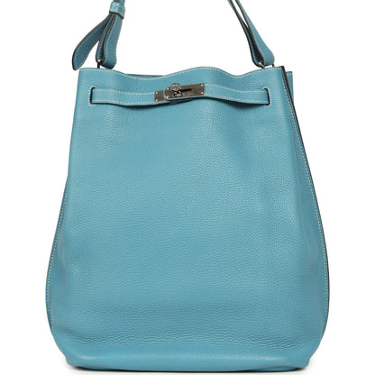 Hermes So Kelly 22 Blue Jean Togo Palladium Hardware
